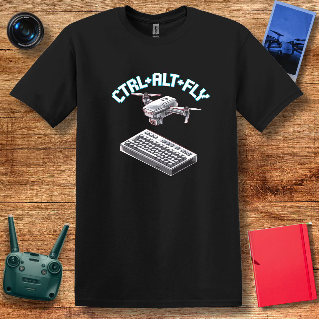 “Ctrl+Alt+Fly” Retro Tech Drone T-Shirt