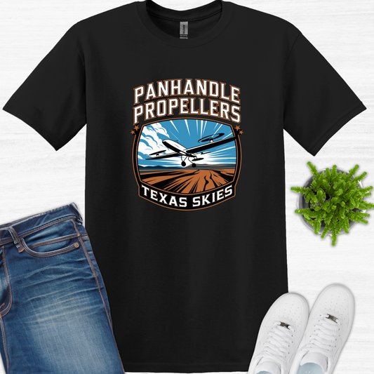 "Panhandle Propellers: Texas Skies" – Bold Texas Drone T-Shirt