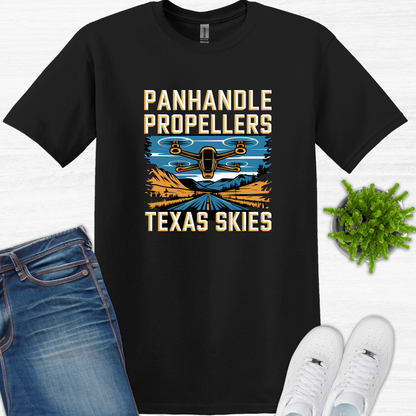 "Panhandle Propellers: Texas Skies" V2 – Bold Texas Drone T-Shirt