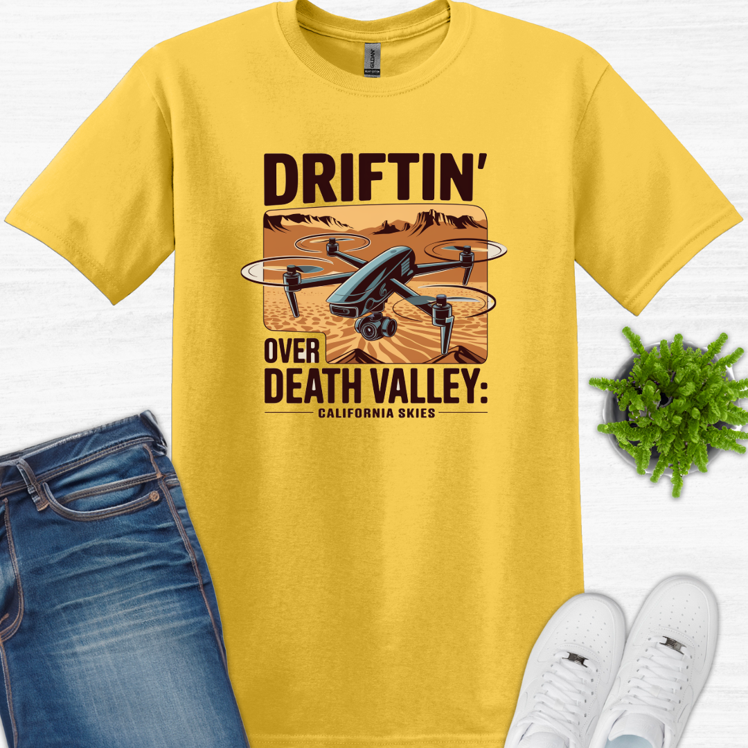 "Driftin’ Over Death Valley: California Skies" – Drone Pilot T-Shirt