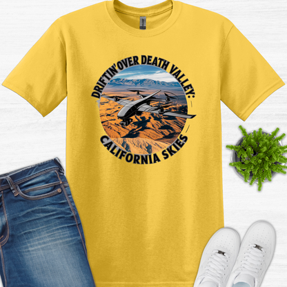 "Driftin’ Over Death Valley: California Skies" V2 – Drone Pilot T-Shirt