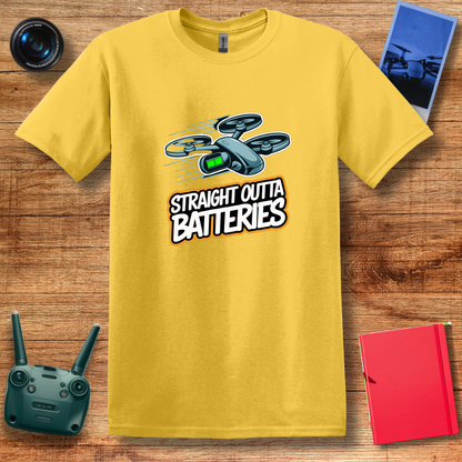 “Straight Outta Batteries” Funny Drone T-Shirt