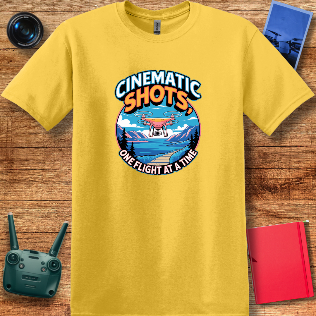 "Cinematic Shots One Flight at a Time" - Drone Pilot T-Shirt - V1