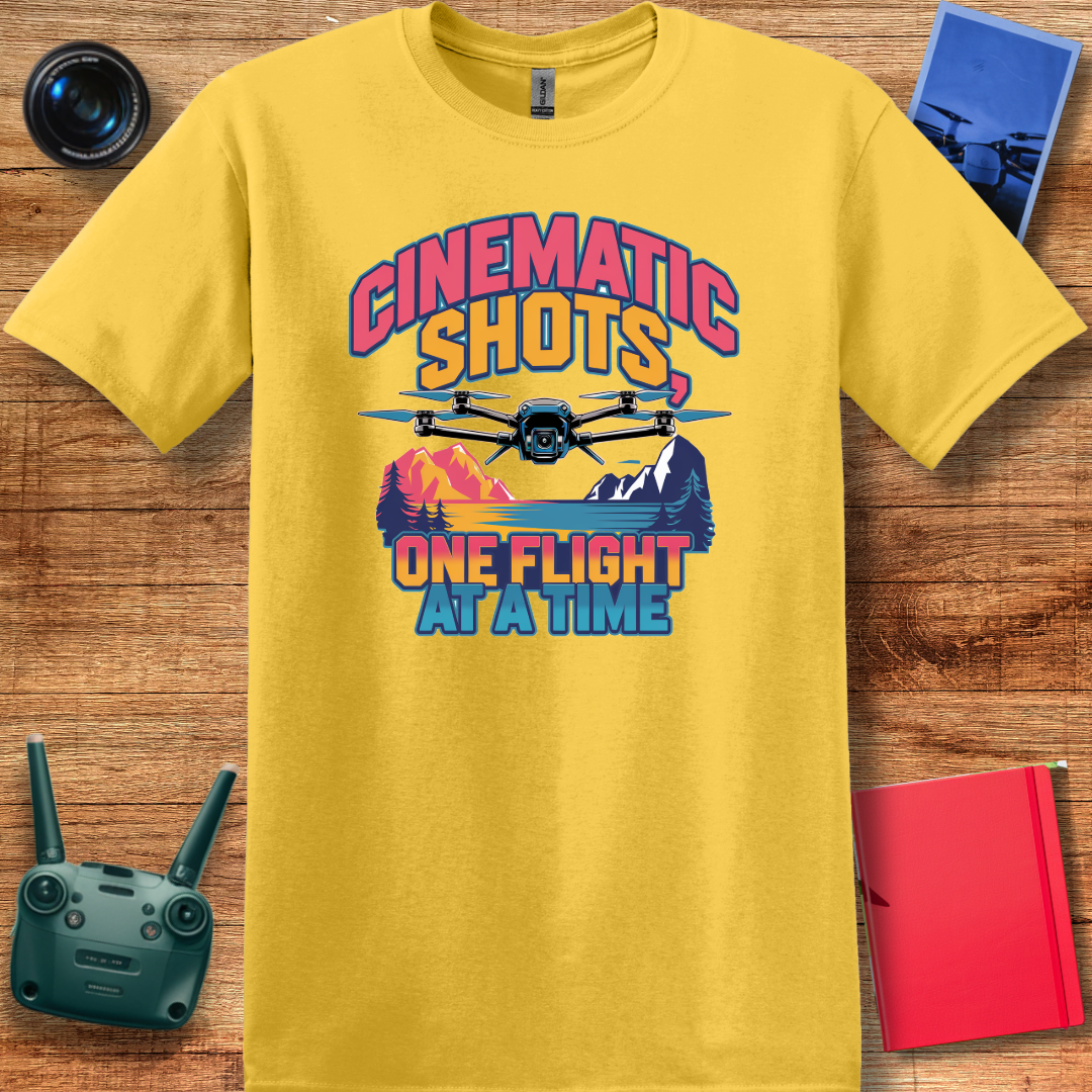 "Cinematic Shots One Flight at a Time" - Drone Pilot T-Shirt - V2