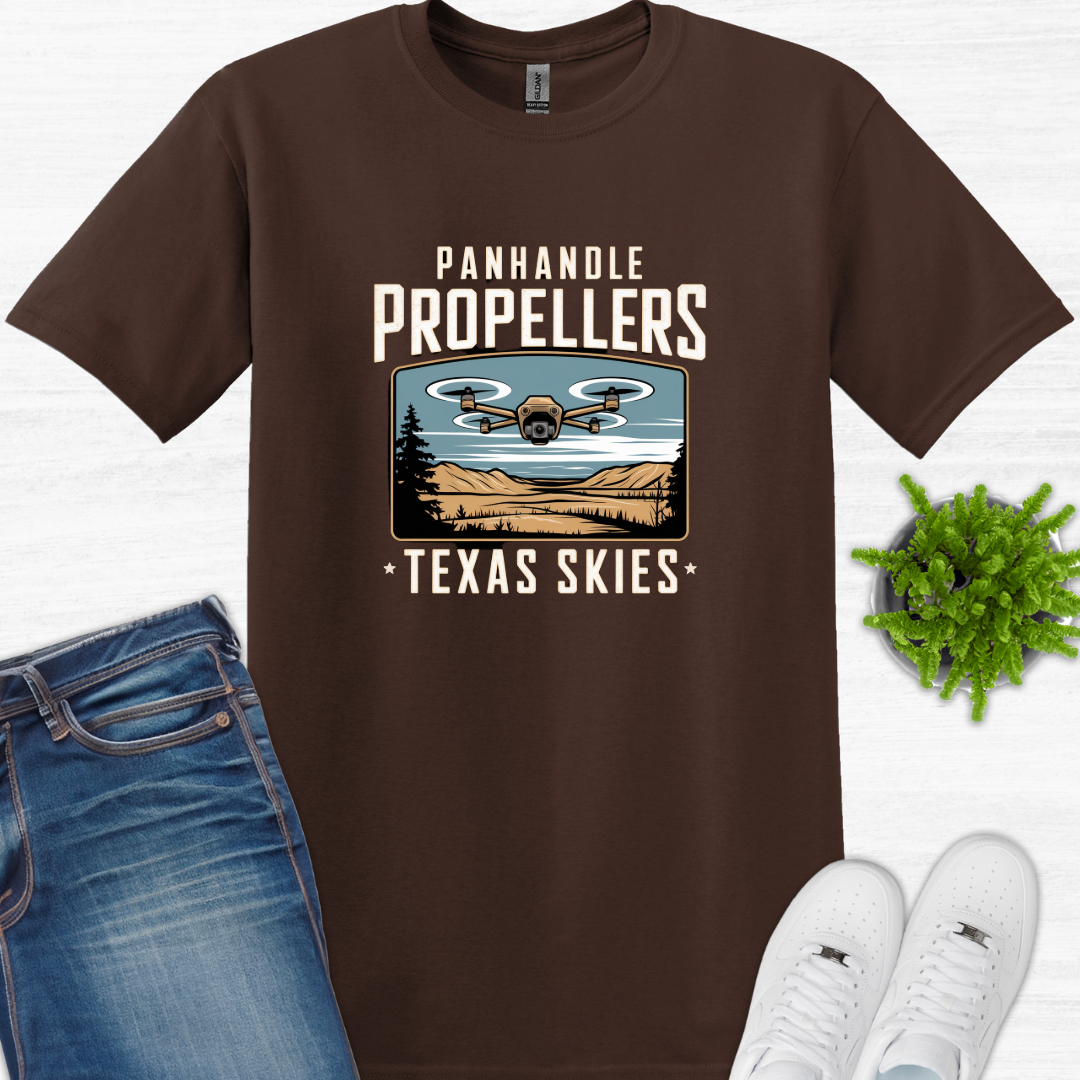 "Panhandle Propellers: Texas Skies" V3 – Bold Texas Drone T-Shirt