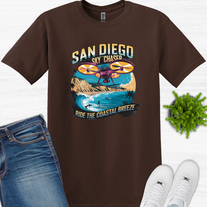 "San Diego Sky Chaser: Ride the Coastal Breeze" V3 – California Drone T-Shirt