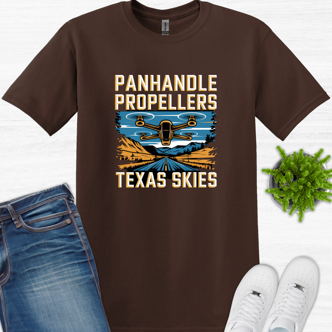 "Panhandle Propellers: Texas Skies" V2 – Bold Texas Drone T-Shirt