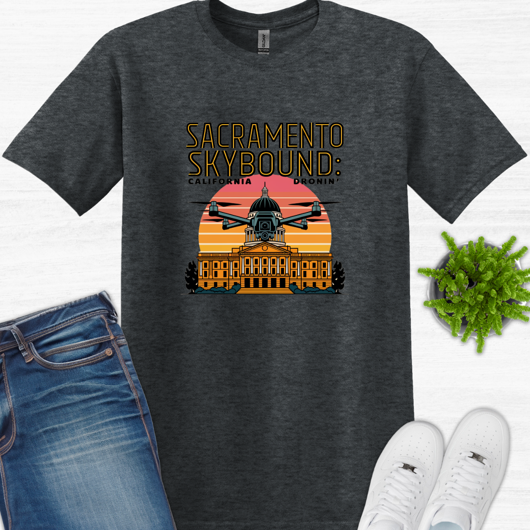 "Sacramento Skybound: California Dronin' " V2 – Drone Pilot T-Shirt