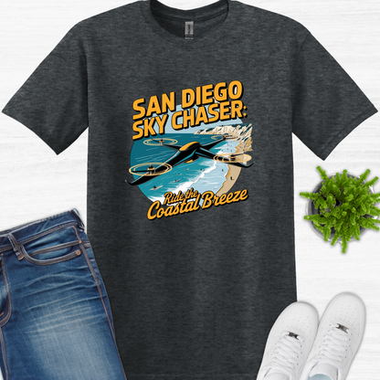 "San Diego Sky Chaser: Ride the Coastal Breeze" V2 – California Drone T-Shirt