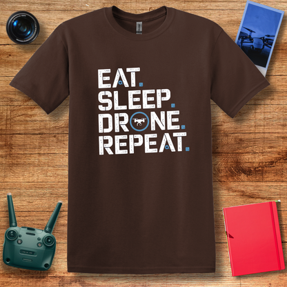 "Eat. Sleep. Drone. Repeat." Tech-Inspired T-Shirt