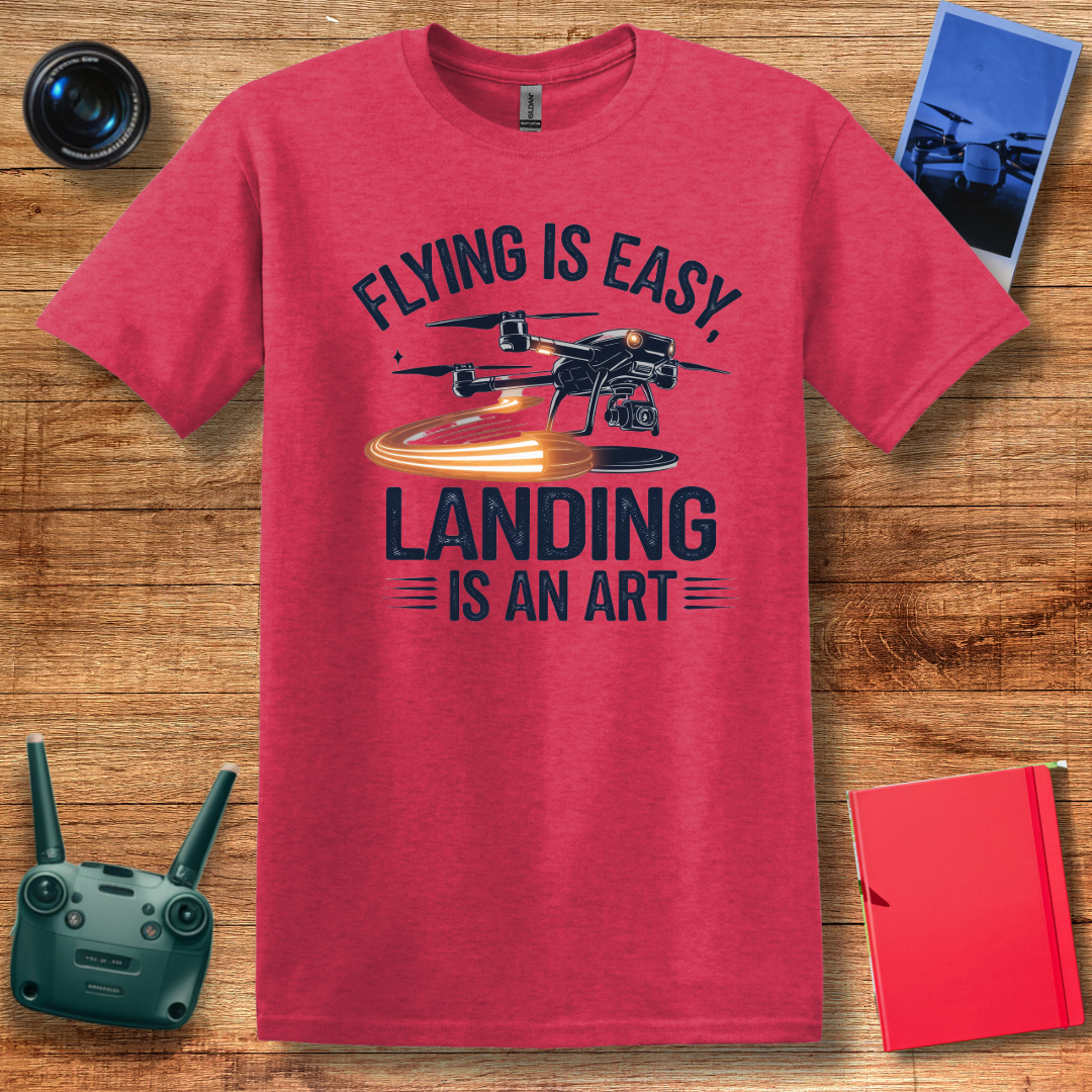 "Flying is Easy, Landing is an Art" – Mom, Dad, Funny Drone T-Shirt