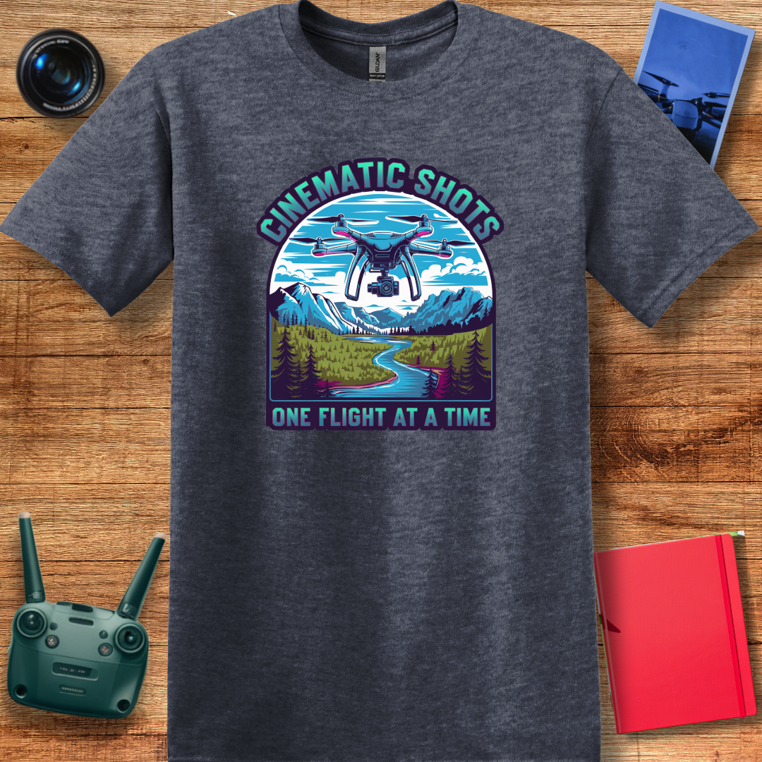 "Cinematic Shots One Flight at a Time" - Drone Pilot T-Shirt - V3