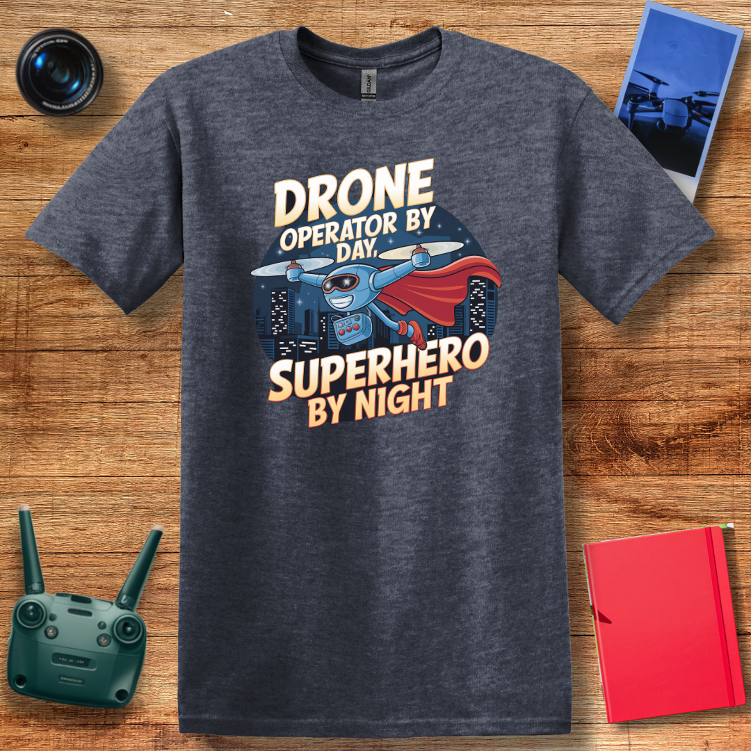 "Drone Operator by Day, Superhero by Night" – Mom, Dad, Funny Drone T-Shirt