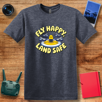 “Fly Happy, Land Safe” Fun Drone T-Shirt for Kids