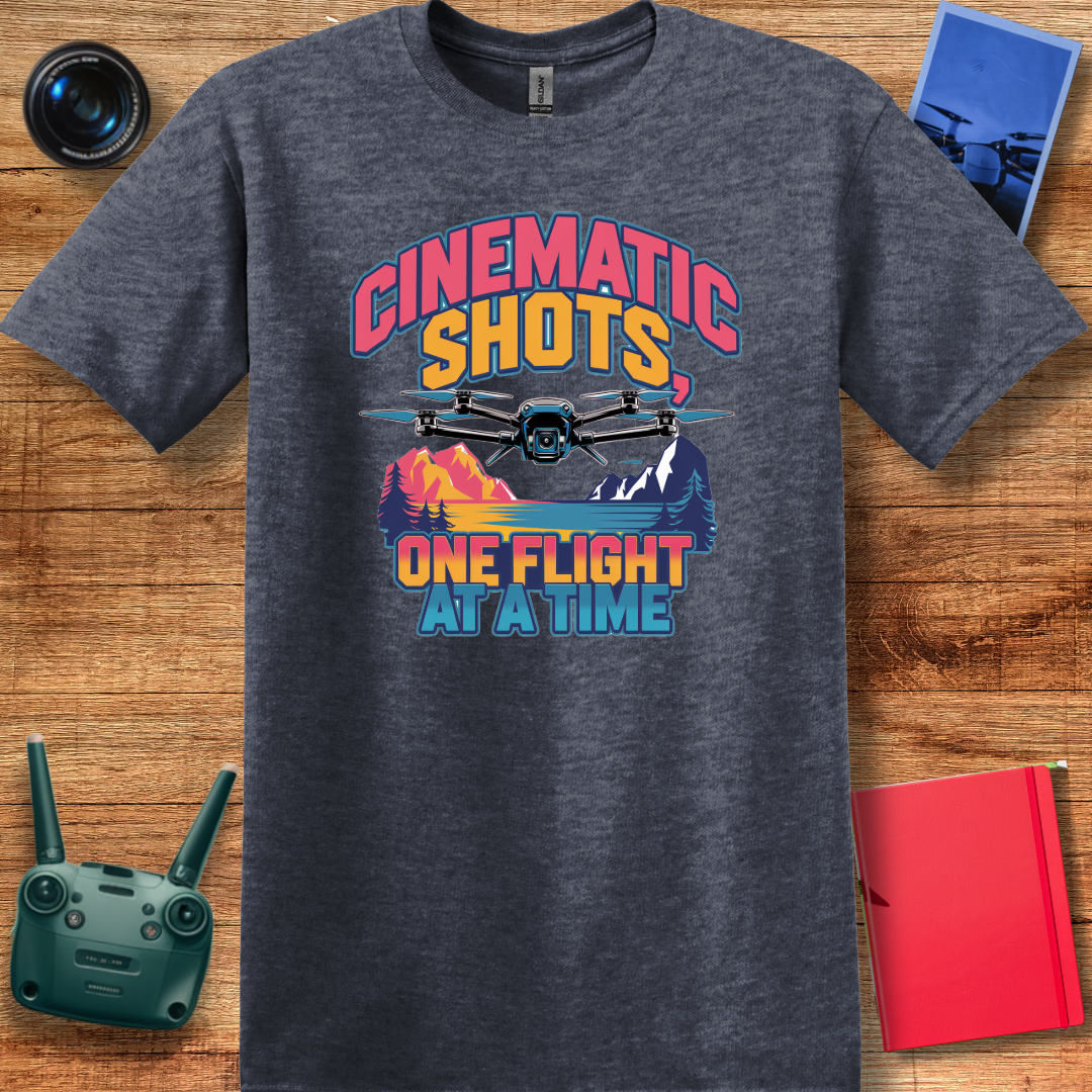 "Cinematic Shots One Flight at a Time" - Drone Pilot T-Shirt - V2