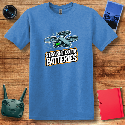 “Straight Outta Batteries” Funny Drone T-Shirt