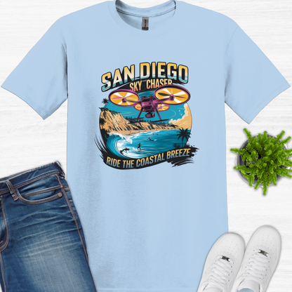 "San Diego Sky Chaser: Ride the Coastal Breeze" V3 – California Drone T-Shirt