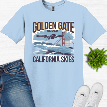 "Golden Gate Glider: California Skies" V3 – San Francisco Drone Pilot T-Shirt