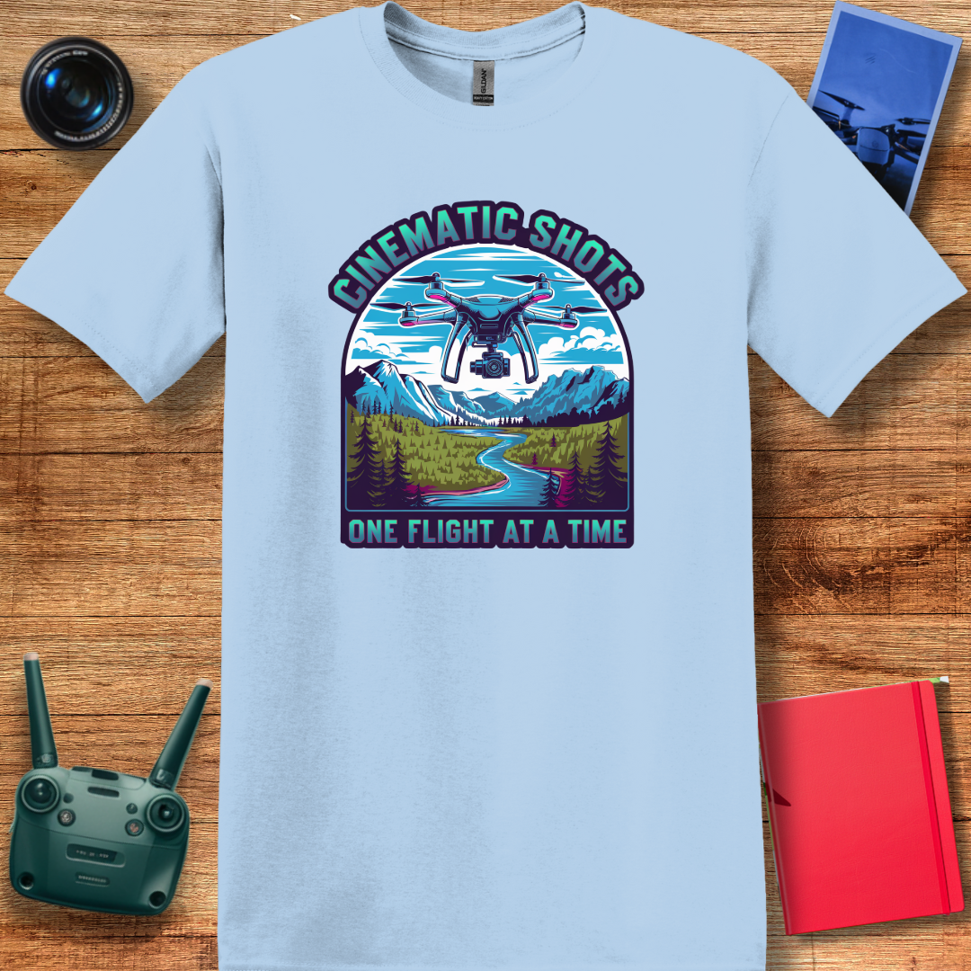 "Cinematic Shots One Flight at a Time" - Drone Pilot T-Shirt - V3