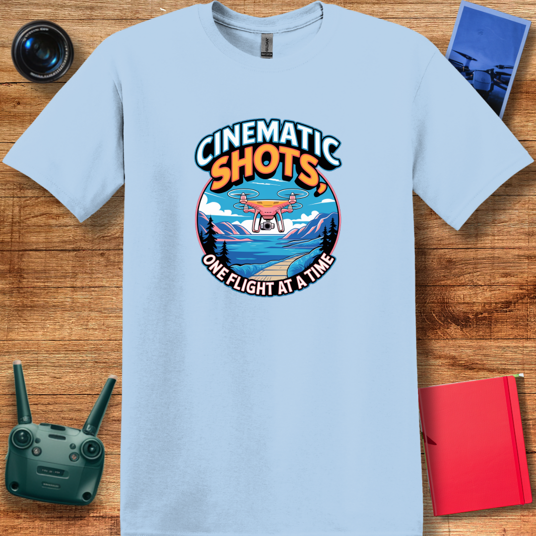 "Cinematic Shots One Flight at a Time" - Drone Pilot T-Shirt - V1