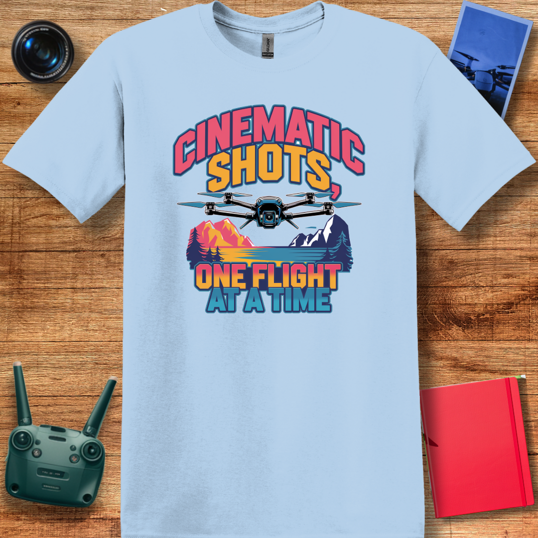 "Cinematic Shots One Flight at a Time" - Drone Pilot T-Shirt - V2