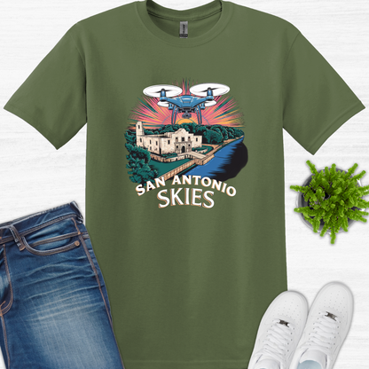 "San Antonio Skies" V2 - Texas Heritage, Drone Pilot T-Shirt