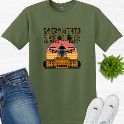 "Sacramento Skybound: California Dronin' " V2 – Drone Pilot T-Shirt