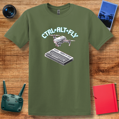 “Ctrl+Alt+Fly” Retro Tech Drone T-Shirt