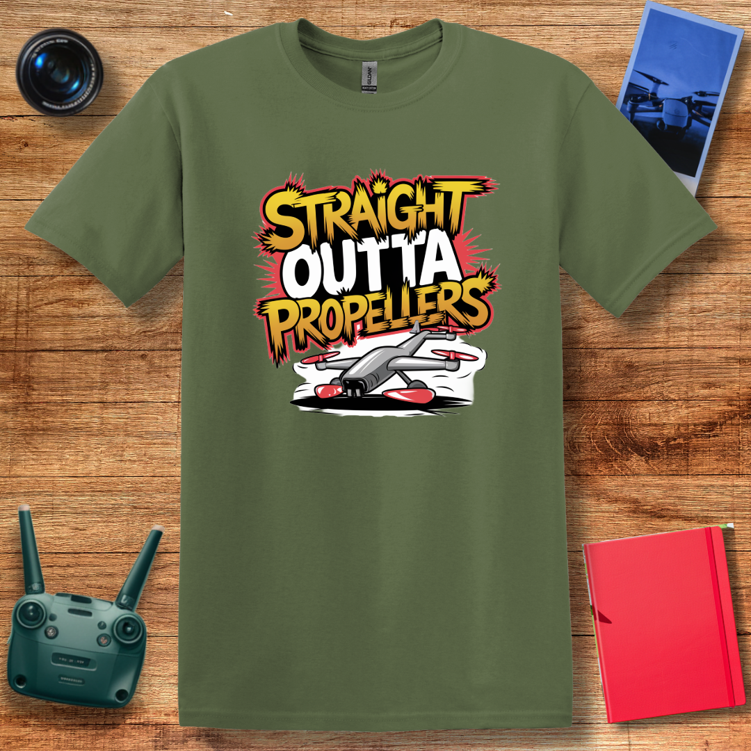 “Straight Outta Propellers” Funny Drone T-Shirt