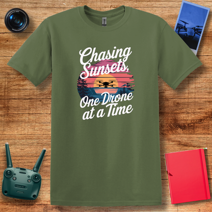 "Chasing Sunsets, One Drone at a Time" Scenic T-Shirt