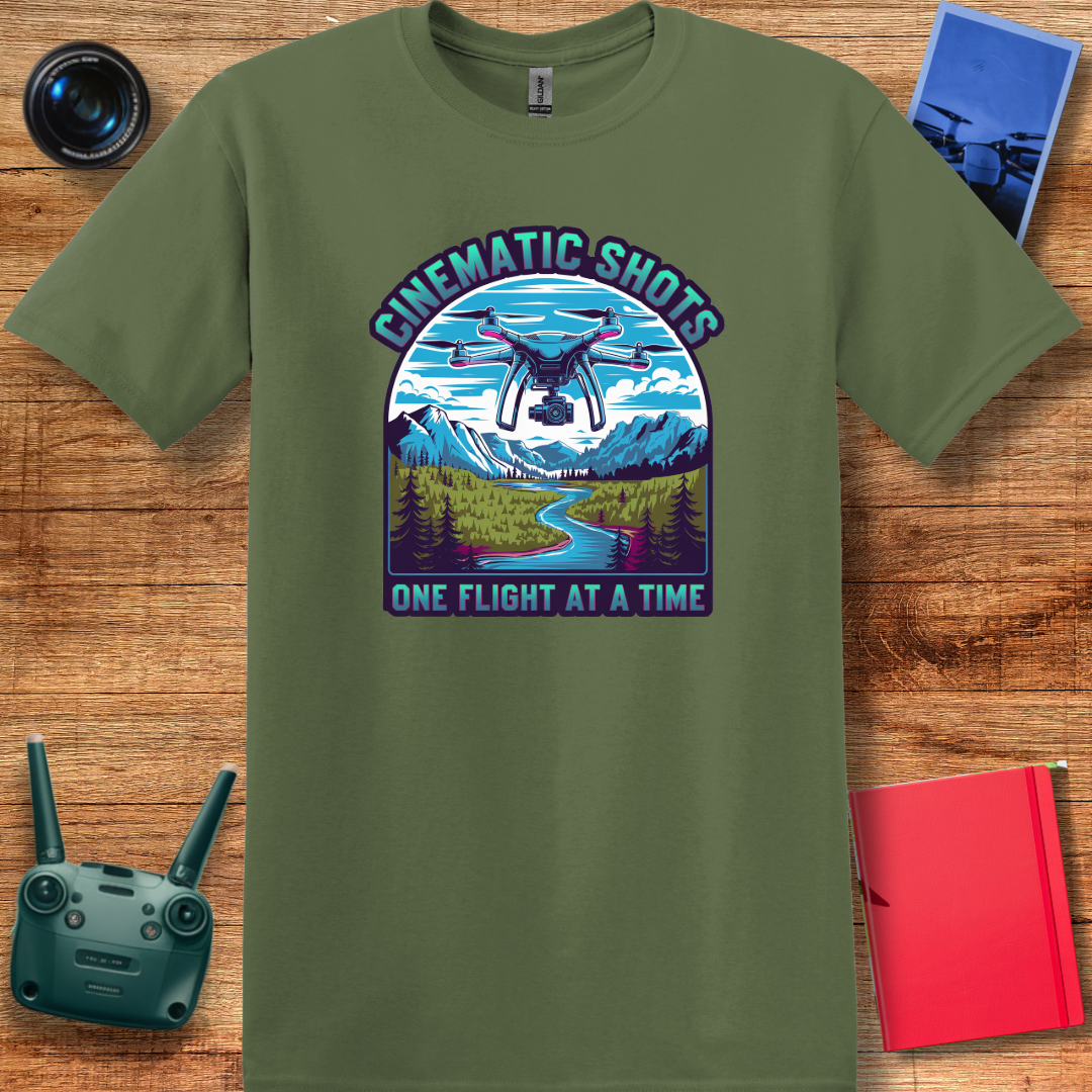 "Cinematic Shots One Flight at a Time" - Drone Pilot T-Shirt - V3