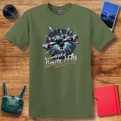 "In a World Full of Limits, I Fly" – Inspirational Drone T-Shirt