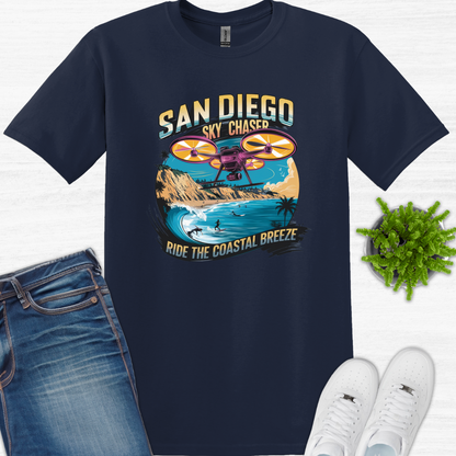 "San Diego Sky Chaser: Ride the Coastal Breeze" V3 – California Drone T-Shirt