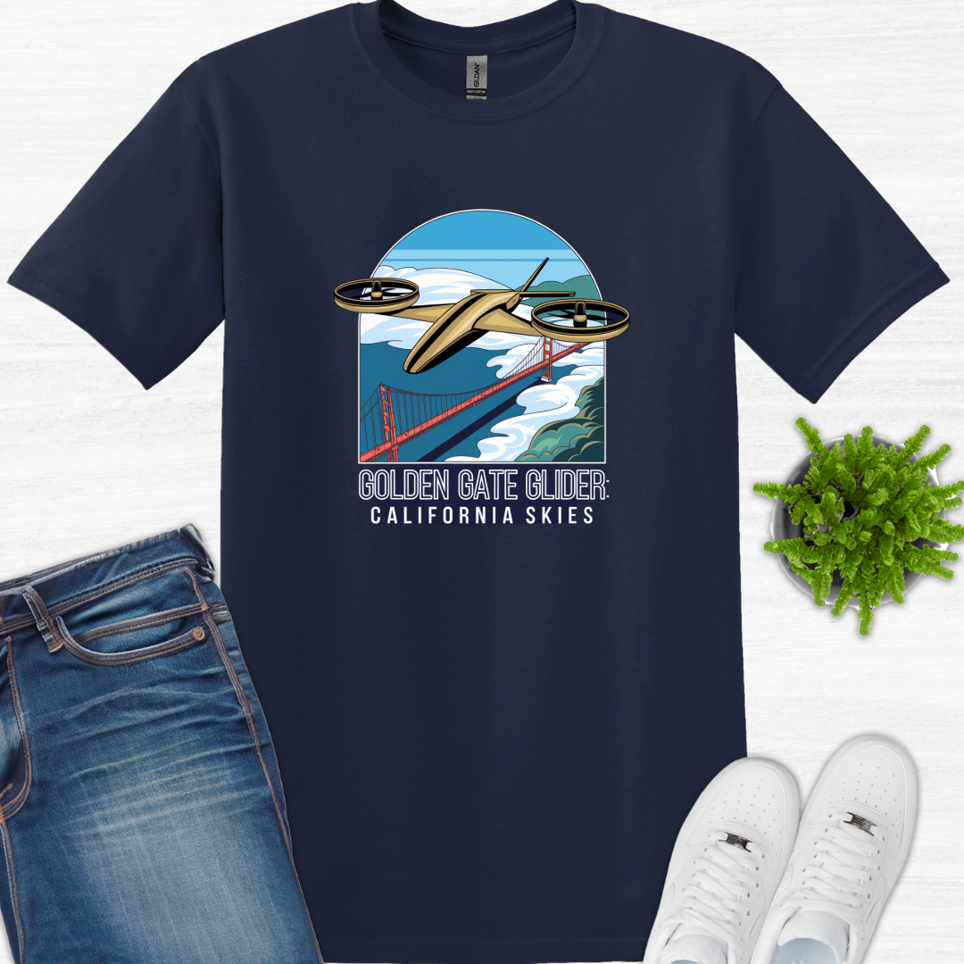 "Golden Gate Glider: California Skies" V2 – San Francisco Drone Pilot T-Shirt