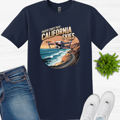 "Pacific Coast Pilot – California Skies" V2 -  Drone Pilot T-Shirt