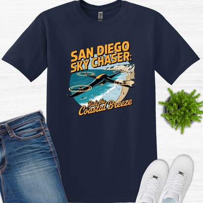 "San Diego Sky Chaser: Ride the Coastal Breeze" V2 – California Drone T-Shirt