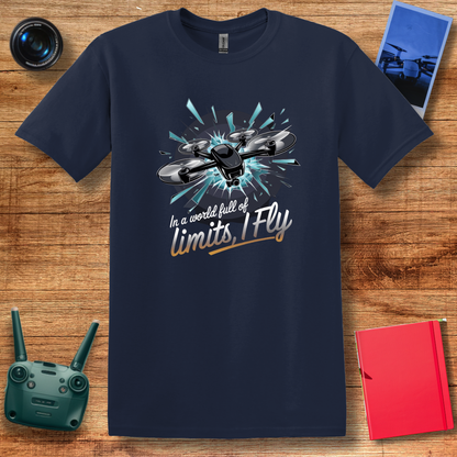 "In a World Full of Limits, I Fly" – Inspirational Drone T-Shirt