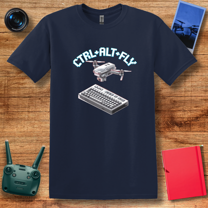 “Ctrl+Alt+Fly” Retro Tech Drone T-Shirt