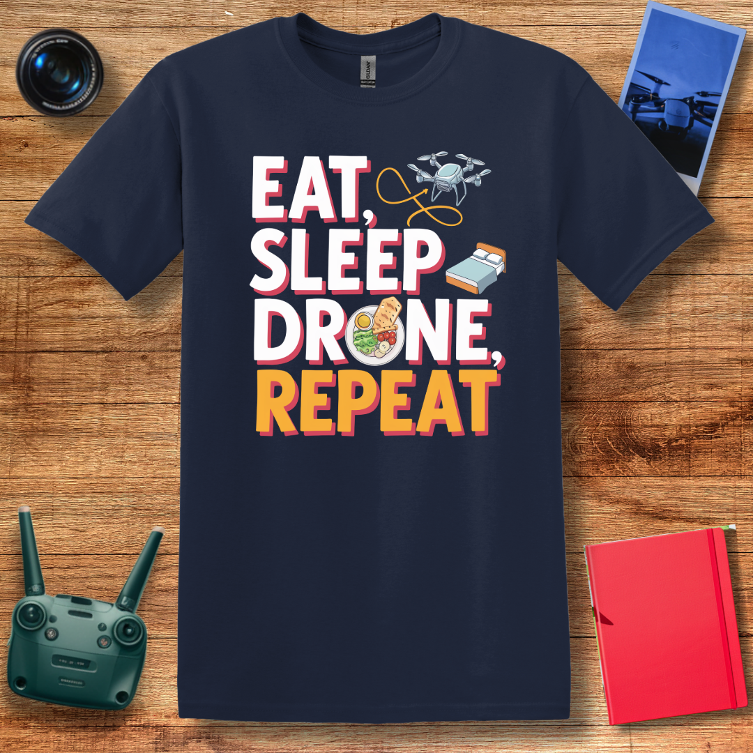 "Eat. Sleep. Drone. Repeat." V2 Tech-Inspired T-Shirt