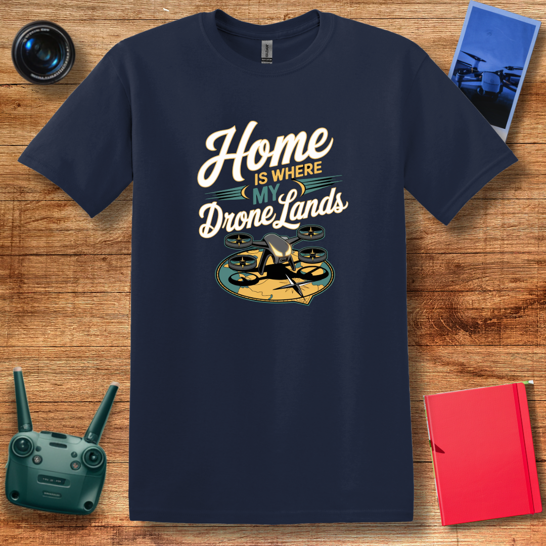 “Home Is Where My Drone Lands” Drone Pilot Inspirational T-Shirt