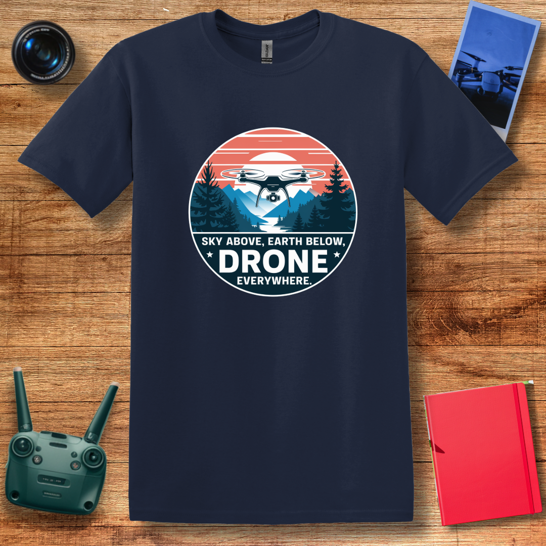 "Sky Above, Earth Below, Drone Everywhere" Adventure T-Shirt