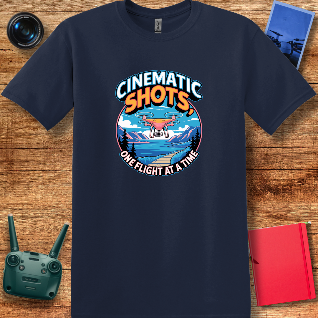 "Cinematic Shots One Flight at a Time" - Drone Pilot T-Shirt - V1