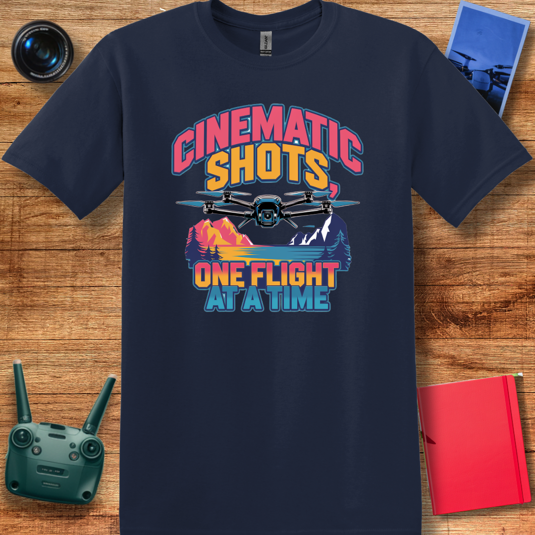 "Cinematic Shots One Flight at a Time" - Drone Pilot T-Shirt - V2