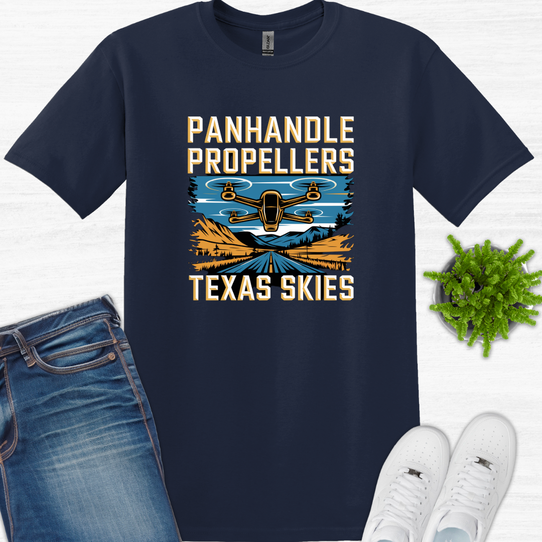 "Panhandle Propellers: Texas Skies" V2 – Bold Texas Drone T-Shirt