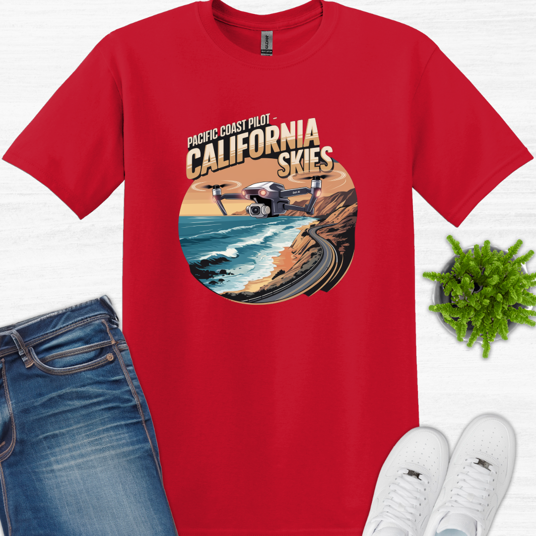 "Pacific Coast Pilot – California Skies" V2 -  Drone Pilot T-Shirt