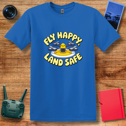 “Fly Happy, Land Safe” Fun Drone T-Shirt for Kids