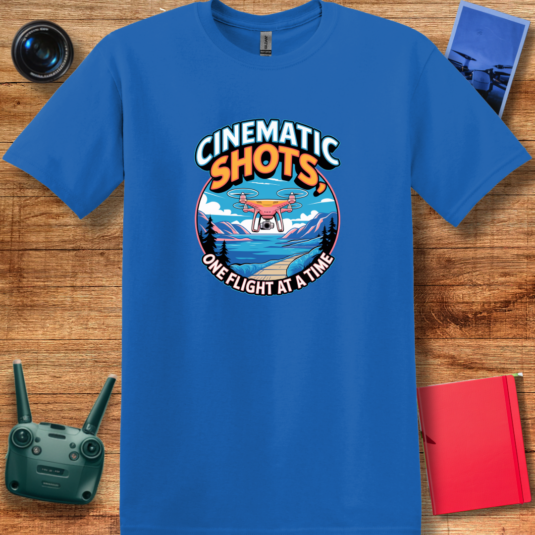 "Cinematic Shots One Flight at a Time" - Drone Pilot T-Shirt - V1