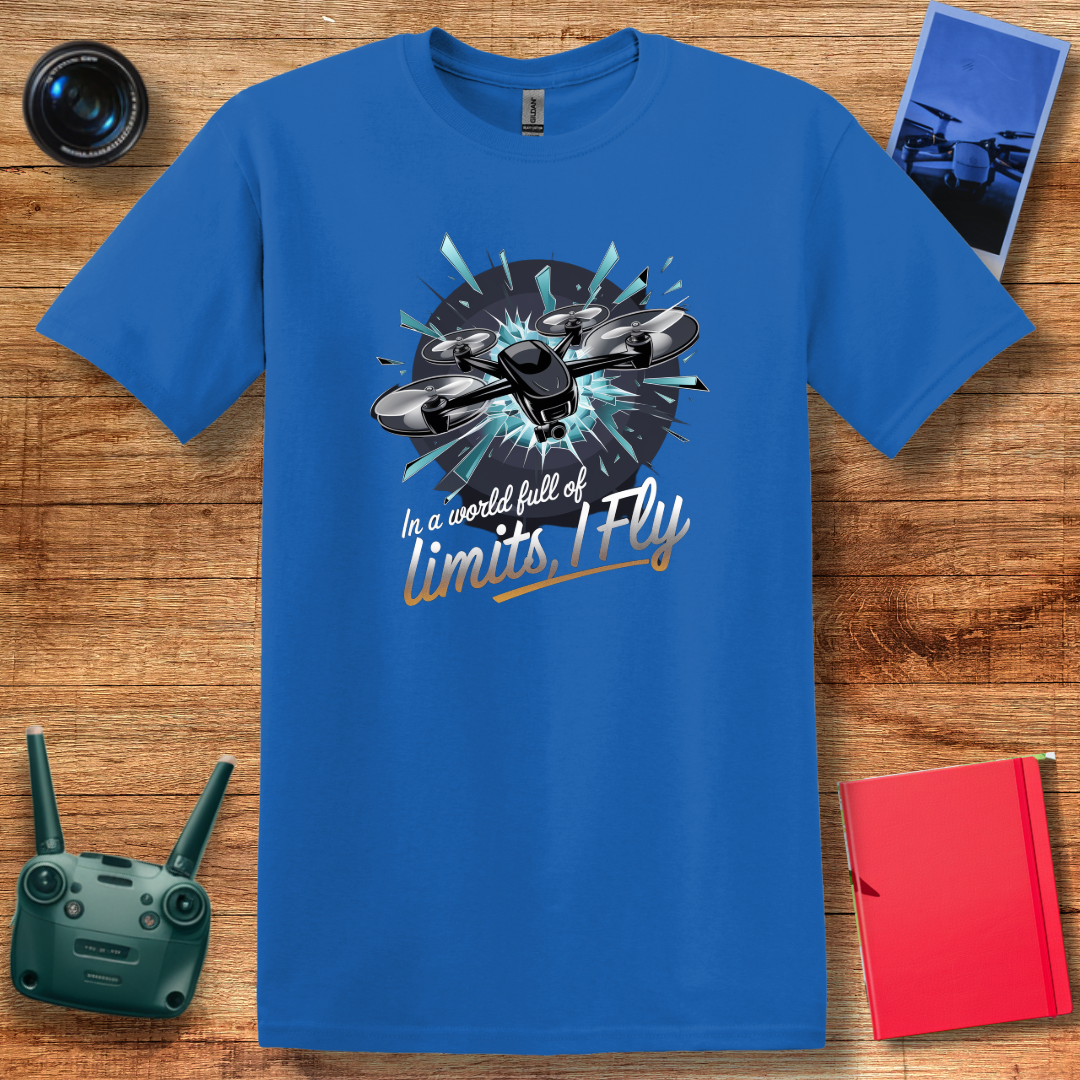 "In a World Full of Limits, I Fly" – Inspirational Drone T-Shirt