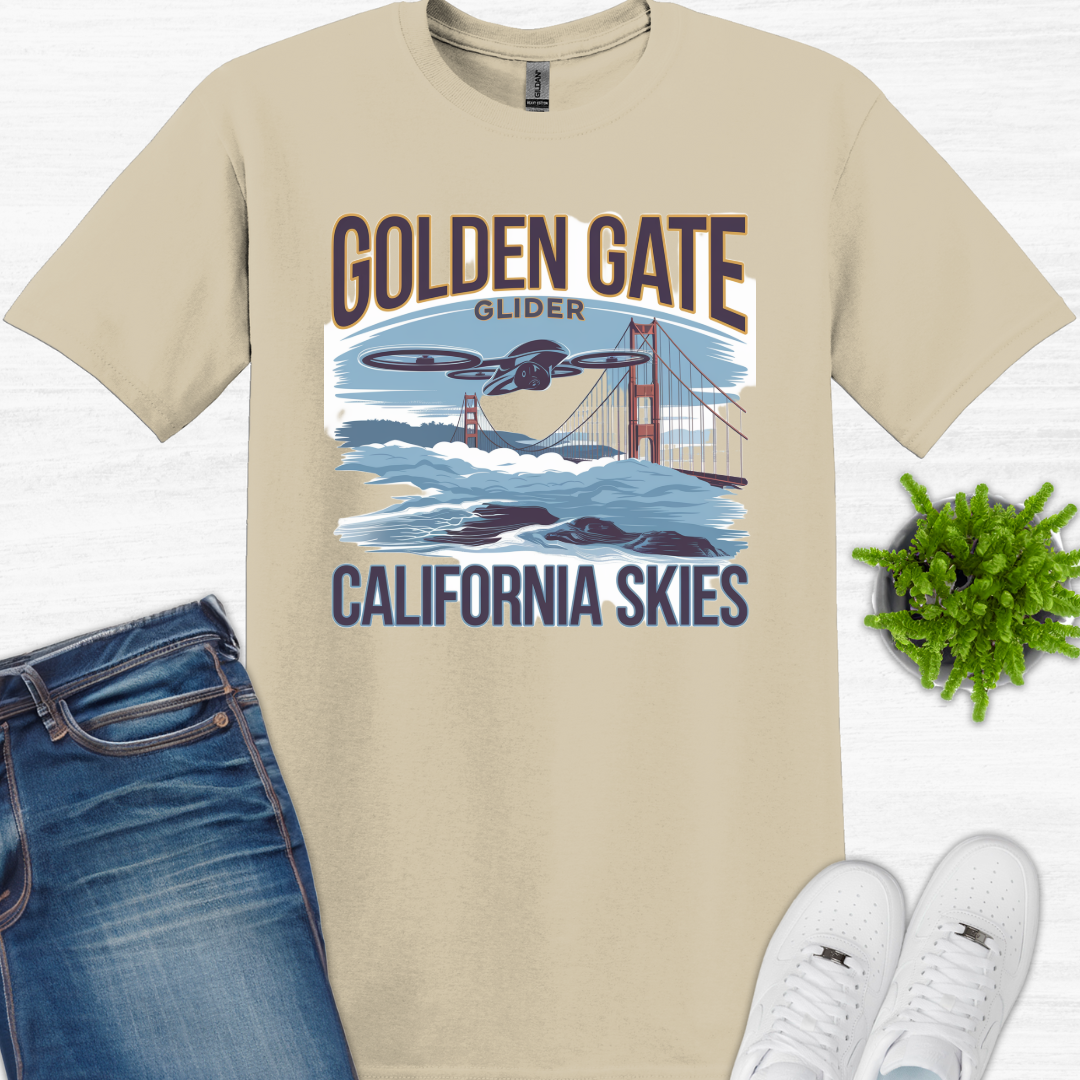 "Golden Gate Glider: California Skies" V3 – San Francisco Drone Pilot T-Shirt