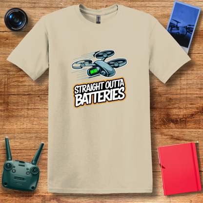 “Straight Outta Batteries” Funny Drone T-Shirt